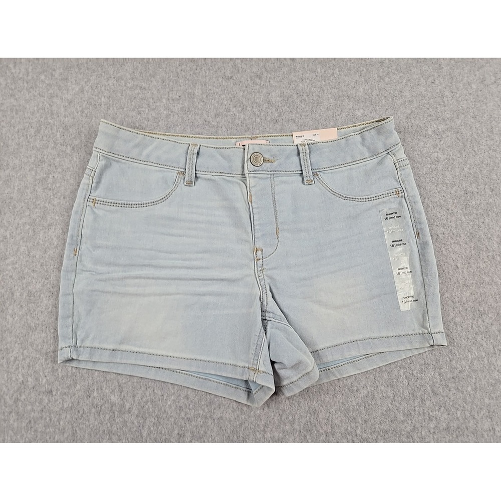 SO Jean Shorts Girls Size 16 Mid Rise Denim Shortie Jeans Short NWT